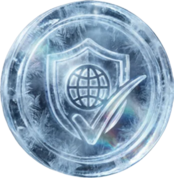 Elesely Group quality assurance emblem: a shield and globe set in frost